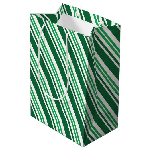 Sac Cadeau Moyen Green Peppermint Stripe (Dos Angle)