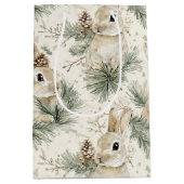 Sac Cadeau Moyen Green Pine Cones Bunny Rabbits Christmas (Devant)