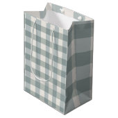 Sac Cadeau Moyen Green Plaid En vichy Country Farmhouse Simple (Devant Angle)