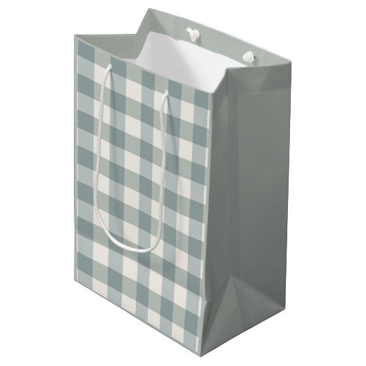 Sac Cadeau Moyen Green Plaid En vichy Country Farmhouse Simple (Devant Angle)