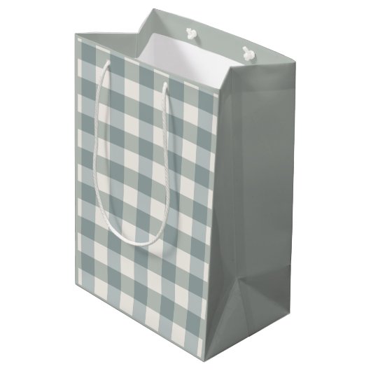 Sac Cadeau Moyen Green Plaid En vichy Country Farmhouse Simple (Dos Angle)