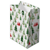 Sac Cadeau Moyen Green Red Christmas Trees (Devant Angle)