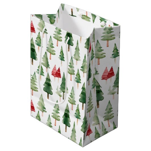 Sac Cadeau Moyen Green Red Christmas Trees (Devant Angle)