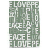 Sac Cadeau Moyen Green White Peace Love Christmas (Devant)