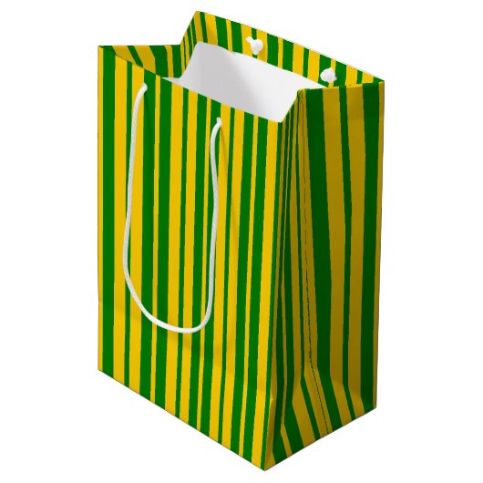 Sac Cadeau Moyen Green Yellow Stylish Stripes Pattern Design (Devant Angle)