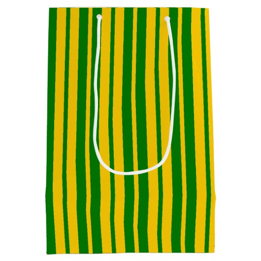 Sac Cadeau Moyen Green Yellow Stylish Stripes Pattern Design  (Dos)