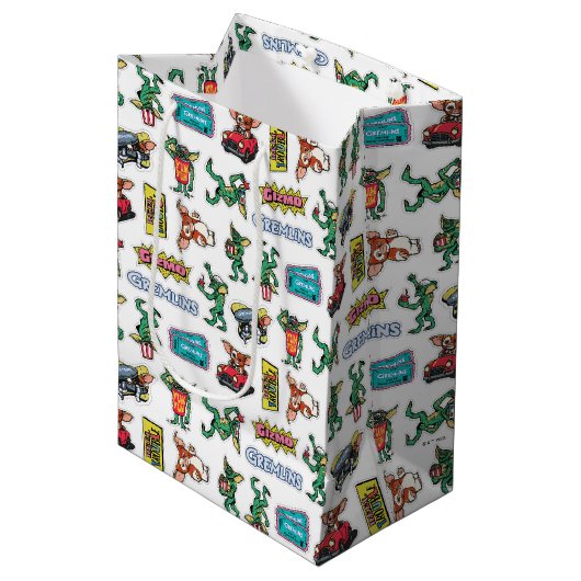 Sac Cadeau Moyen Gremlins™ Sticker Fun Pattern (Devant Angle)