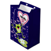 Sac Cadeau Moyen Grenouille Hoppy TOADally Vous aimez Valentine (Devant Angle)