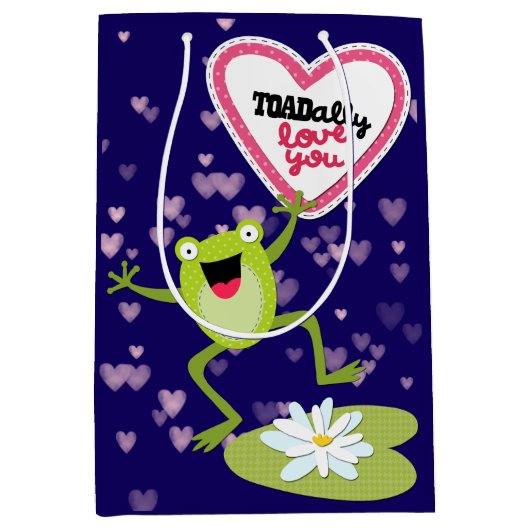 Sac Cadeau Moyen Grenouille Hoppy TOADally Vous aimez Valentine (Devant)