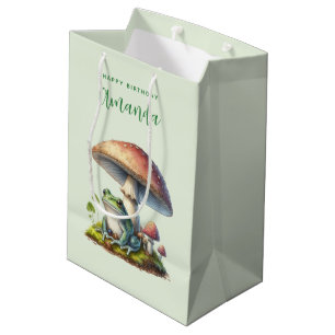 Sac Cadeau Moyen Grenouille sous un champignon Cute Nature Annivers