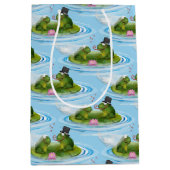 Sac Cadeau Moyen Grenouilles mariages sur Lily Pad avec Coeurs (Devant)