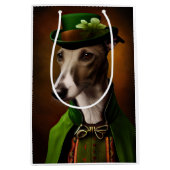 Sac Cadeau Moyen Greyhound Dog en tenue de la Saint Patrick (Devant)