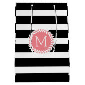 Sac Cadeau Moyen Grilles noires et blanches monogrammes et couronne (Dos)