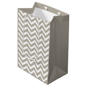 Sac Cadeau Moyen Gris et blanc épais Mariage Chevron Anniversaire V