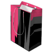 Sac Cadeau Moyen Gris rose et Abstrait noir (Dos Angle)
