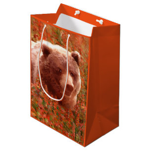 Sac Cadeau Moyen Grizzly Bear Cub dans Fireweed Peinture Art de la