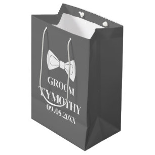 Sac Cadeau Moyen Groom Grey Élégant Cadeaux Modernes Mariage