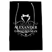 Sac Cadeau Moyen Groomsman Tuxedo Cravate noir (Devant)