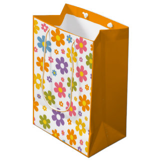 Sac Cadeau Moyen Groovy Flower Power (Orange)