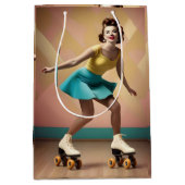 Sac Cadeau Moyen "Groovy Glide : Rythmes Rétro sur Roues de Planche (Devant)