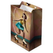 Sac Cadeau Moyen "Groovy Glide : Rythmes Rétro sur Roues de Planche (Dos Angle)