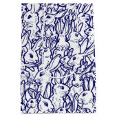 Sac Cadeau Moyen Gros Motif de lapin blanc bleu marine (Dos)