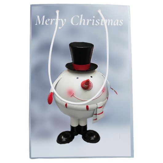 Sac Cadeau Moyen Gros rond Funky Tin Snowman (Devant)