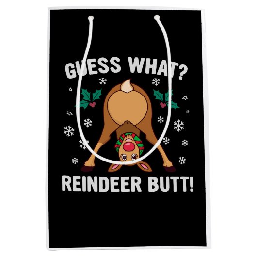 Sac Cadeau Moyen Guess What Reindeer Butt Christmas Joke (Devant)