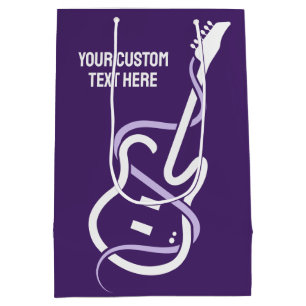 Sac Cadeau Moyen Guitare stylisée de texte personnalisé