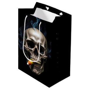 Sac Cadeau Moyen Halloween Anniversaire Fumer Crâne Biting Candy Co