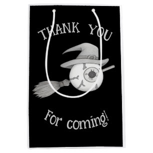 Sac Cadeau Moyen Halloween balai sorcière et globe oculaire effraya