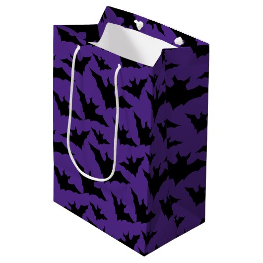 Sac Cadeau Moyen Halloween chauves-souris violet cool éffrayant mot (Devant Angle)