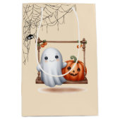 Sac Cadeau Moyen Halloween Citrouille du fantôme mignon (Devant)