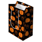 Sac Cadeau Moyen Halloween citrouille et Paws (Devant Angle)