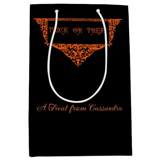 Sac Cadeau Moyen Halloween Citrouille Orange Trick ou traitement (Devant)