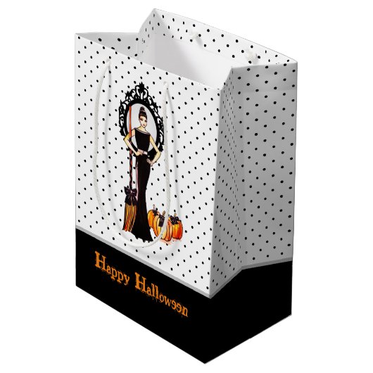 Sac Cadeau Moyen Halloween Classic Élégante Robe Noire Longue (Dos Angle)