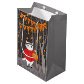 Sac Cadeau Moyen Halloween Cute Cat & Jack-o’-lanterne Citrouille (Devant Angle)