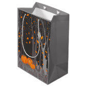 Sac Cadeau Moyen Halloween Cute Cat & Jack-o’-lanterne Citrouille (Dos Angle)