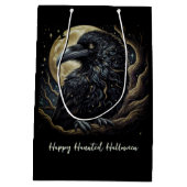 Sac Cadeau Moyen Halloween d'oiseaux noirs (Dos)