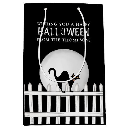 Sac Cadeau Moyen Halloween Éffrayant effrayant Éffrayant Chat noir (Devant)