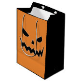 Sac Cadeau Moyen Halloween Éffrayant Jack-o'-lantern visage Citroui (Devant Angle)
