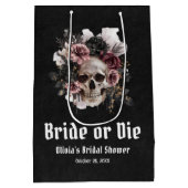 Sac Cadeau Moyen Halloween Fleur Skull Mariée ou Meure Enterrement (Dos)