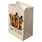 Sac Cadeau Moyen Halloween Golden Retriever Dogs Jack O Lantern (Devant Angle)