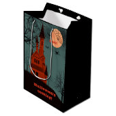 Sac Cadeau Moyen Halloween Haunted House Moon Éffrayant Amusement (Devant Angle)
