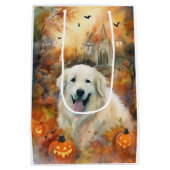 Sac Cadeau Moyen Halloween les grandes Pyrénées avec la peur Citrou (Dos)