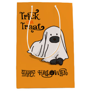 Sac Cadeau Moyen Halloween mignon Éffrayant Whimsical Chien Fantôme