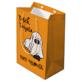 Sac Cadeau Moyen Halloween mignon Éffrayant Whimsical Chien Fantôme (Dos Angle)