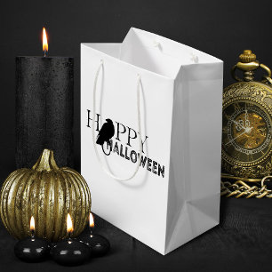 Sac Cadeau Moyen Halloween moderne noir et blanc chic adulte