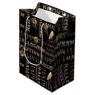 Sac Cadeau Moyen Halloween moderne Noir Et Or Chic Adulte Adulte