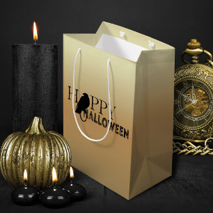 Sac Cadeau Moyen Halloween moderne Noir Et Or Chic Adulte Adulte